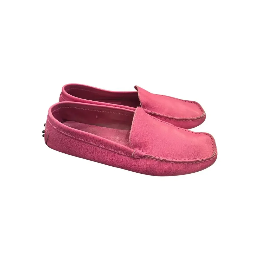 Tod’s Gommino Hot Pink Leather Driving Loafers Moccasins Women’s 8 Italy